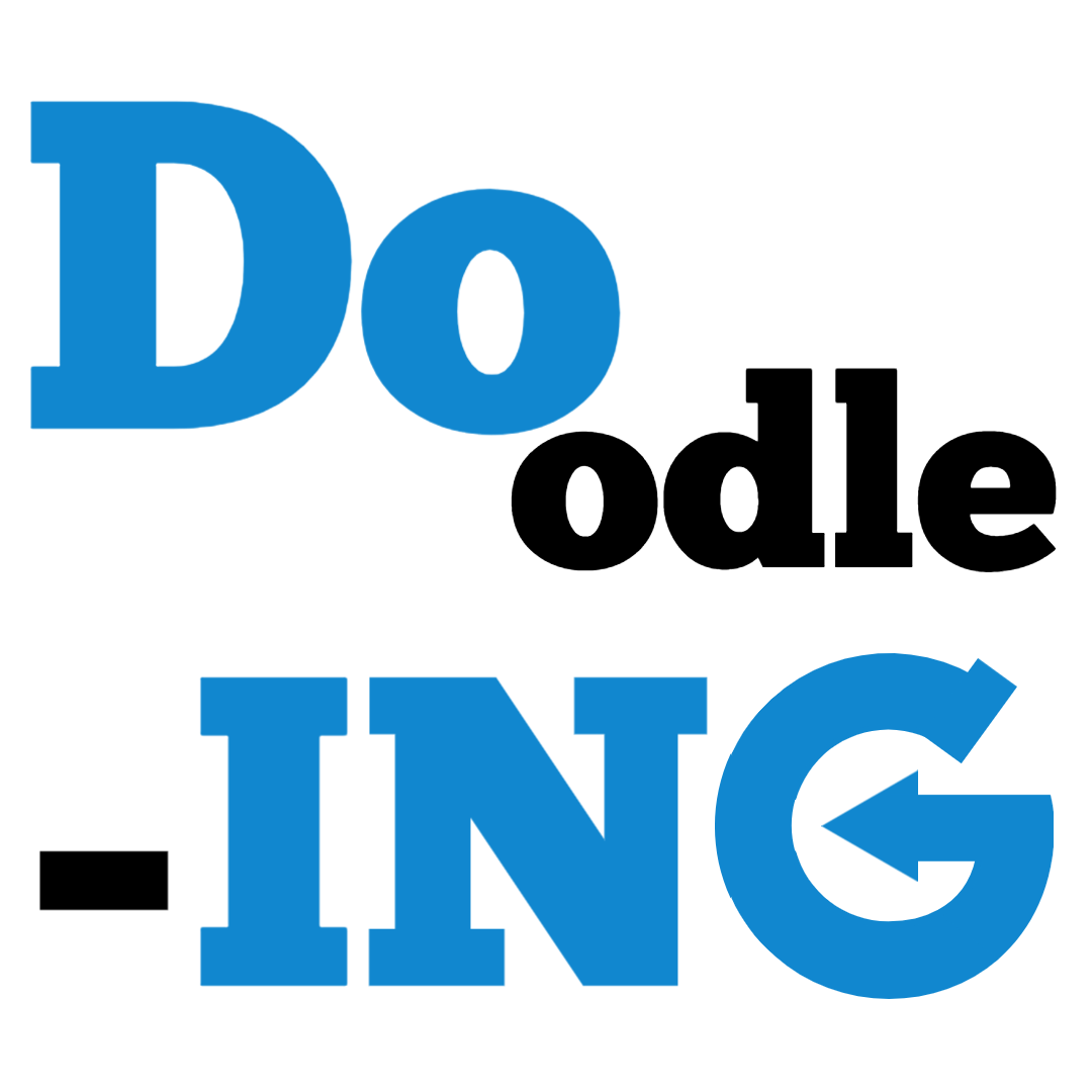 DO, odle, ING가 자유롭게 배치된 두들링 조합 로고